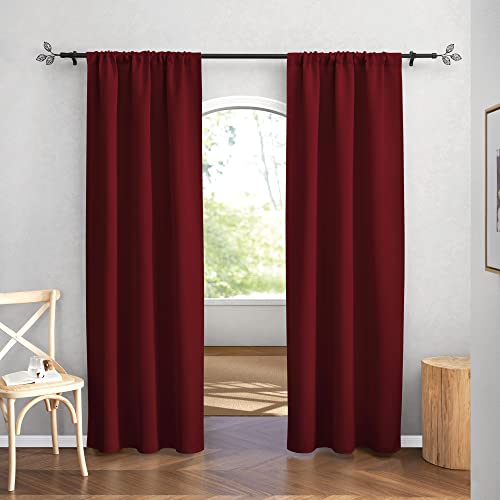 RYB HOME Blackout Curtains 84 inches Long 2 Panels Set for Living Room, Thermal Insulating Privacy Curtains & Drapes for Doorway Temporary Door Alternative Accordion Door, W 42 x L 84, Burgundy Red
