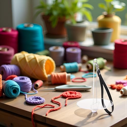 Image of White Portable Wrist Yarn Holder for Knitting Crochet Frame Prevent Yarn Tangling Presents for Craft Lovers Easy to Use Yarn Storage Craft and Sewing Supplies Storage