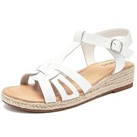 Veittes Women's Platform Wedge Heel Sandals - Open-Toe Ankle Strap with Adjustable Buckle Closure, Comfortable Insole, lightweight Rubber Sole, Casual Summer Strappy Sandals.(2507007,WT/MF,9)