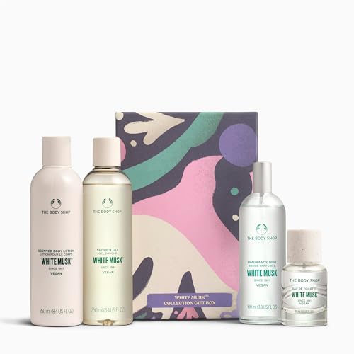The Body Shop White Musk Collection Gift Set (Shower Gel 250ml + Body Lotion 250ml + Body Mist 100ml + Eau de Toilette 30ml), Festive Fragrance Collection with Fresh & Floral Musk, Vegan