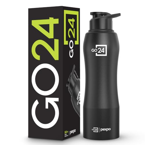 Go24 pexpo Stainless Steel Water Bottle Bistro Knight Black 1000ml Pack of 1