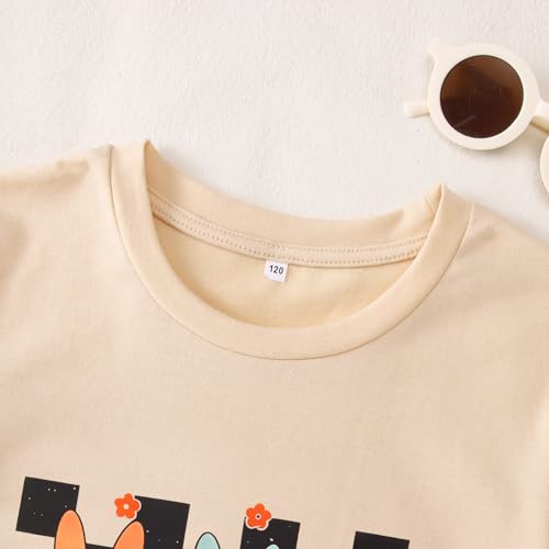 Image of CM C&M WODRO Kid Girl Easter T-Shirt Cute Bunny Flower Checkered Print Tees Summer Short Sleeve Shirt Tops 7-12 Years