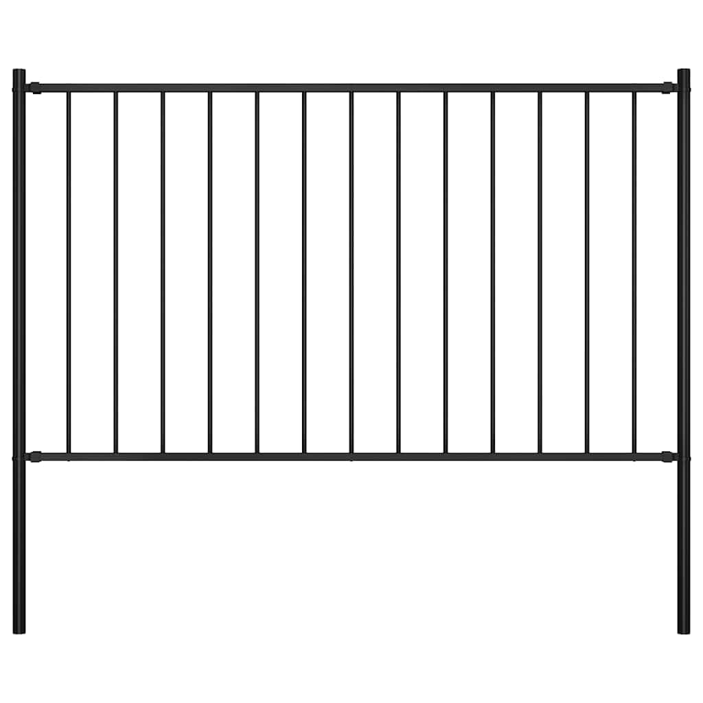 vidaXL Fence Panel Woerden with Posts Steel 1.7x1 m Black