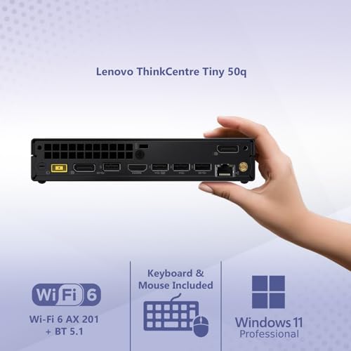 Lenovo ThinkCentre Tiny 50q Intel Octa Core i5-13420H (Beats Intel i7-1260P), 16GB RAM, 512GB NVMe, 2X DP Port, HDMI, WiFi 6 + BT, RJ-45, W11P, Business Desktop