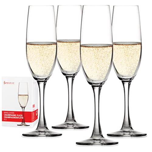 Spiegelau & Nachtmann, 4-teiliges Champagnerflöten-Set, Kristallglas, 190 ml, Winelovers, 4090187