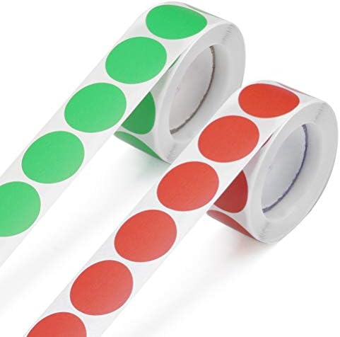 2000 Pcs Dot Stickers, 25mm Waterproof Stickers Labels Stickers Circle Stickers for Labelling and Decorating-Multicolor(Green+Red)