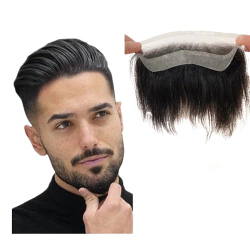 Image of Premium Lace Frontal Hair Patch for Men | 100% Natural Human Hair Wig | Undetectable Hairline | Realistic Lace Toupee /Hair System | Fix with Glue or Tape | (Natural Black)