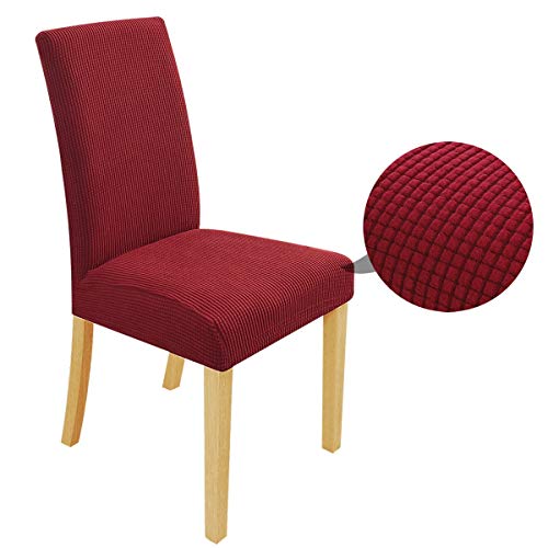 Speedsporting Stuhlhussen Stretch Abnehmbare Waschbar Stuhlbezug für Esszimmerstühle Elastische Set Stuhlabdeckung Moderne Beschützer Husse Stuhlüberzug Mit Gummiband (Bordeaux, 2er) Cover