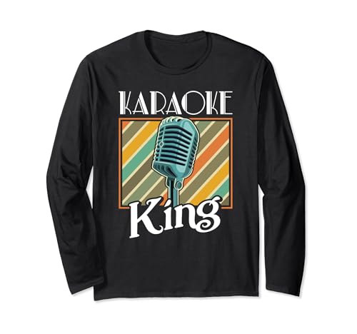 Karaoke King Shirt Retro Karaoke Micrófono Regalo Manga Larga