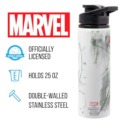 Image of Silver Buffalo Marvel Spider-Man, Stainless Steel Water Bottle, 25oz | 0.74 Liters