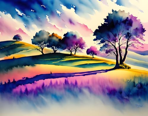Peinture sur toile aquarelle haut de gamme de 58 x 90 cm