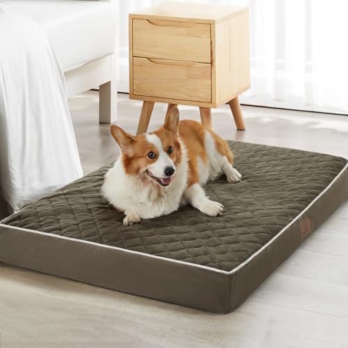 Image of WNPETHOME Orthopedic Dog Bed for Large Dogs, Extra Large Waterproof With Removable Washable Cover & Anti-Slip Bottom, Egg Crate Foam Pet Mat, Multi-Needle Quilting XL Crate Bed