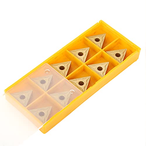 YWBL-WH CNC-Einsatz Doppelseitig Dreieckig, 10 Stück, Präzisions-Drehmeißel für Stahlbearbeitung & Schruppen, mit Hervorragender Verschleißfestigkeit for Industrielle Drehmaschinen-Anwendungen