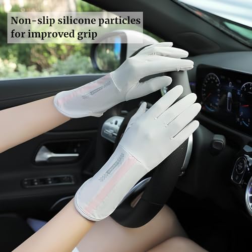 قفازات واقية من الشمس للنساء - مزودة بعامل حماية من الأشعة فوق البنفسجية 50+، قفازات قيادة سريعة الجفاف ومضادة للانزلاق (لون بيج 2)