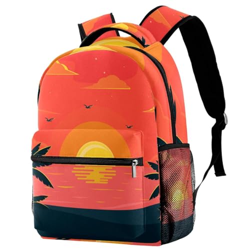 Sac à dos d'école fille et garçon grand format 40cm style coucher de soleil