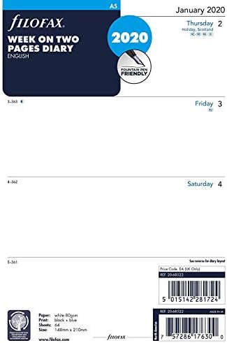Filofax A5 Week on Two Pages Diary 2020