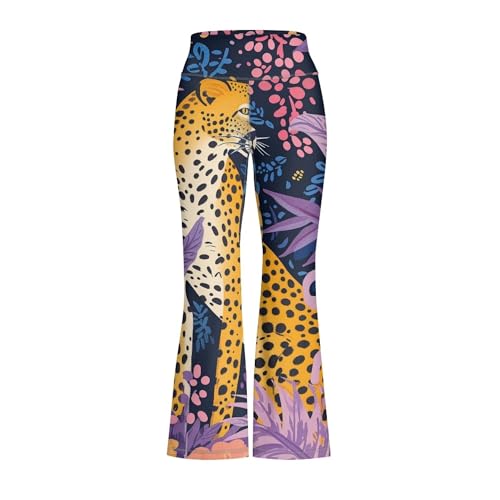 Kid Cute Print Workout Leggings Flare Yoga Pants Summer Long Soft Stretchy Girls High Waist Bell Bottom Trouser