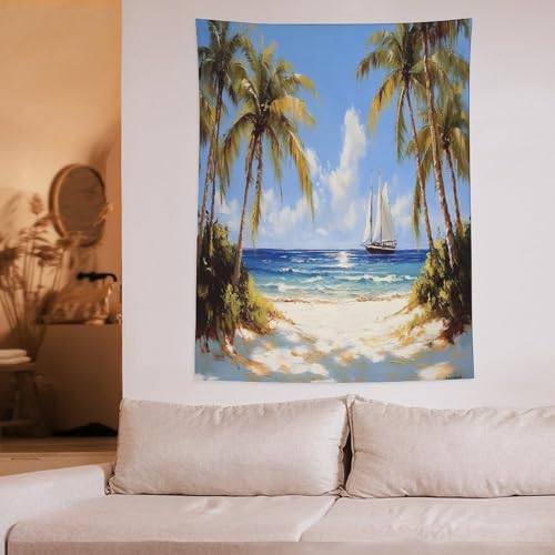 Tapiz de palmeras verticales para decorar una sala de estar moderna 6