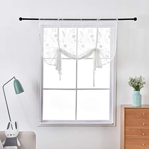 SMITHOOM 1 Pannello Tenda in voile con Ricamo Floreale Traslucido