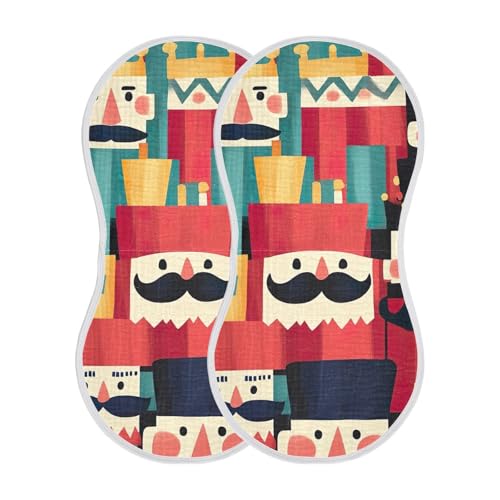 Baby Burp Cloths, Soft Absorbent Burping Cloths for Babies, Cotton Milk Spit Up Rags, Large Size for Newborns, Baby Boys and Girls (Cartoon Nutcracker)2