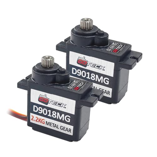 Image of GOTECK 2PCS D9018MG 9g Mini Servo, Micro Full Metal Gear Digital Servo,with Metal Horn for RC Car Model Boat Fixed-Wing Helicopter Airplane Robot