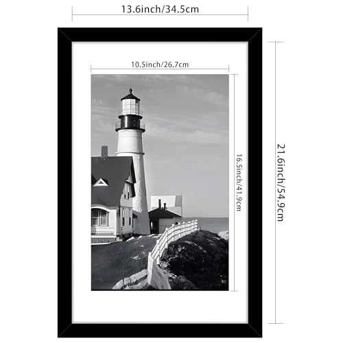 Picrit 14x22 Picture Frame 3 Pack, Black Poster Frame, Display Poster 11 x 17 with Mat or 14 x 22 without Mat for Horizontal or Vertical Wall Mounting