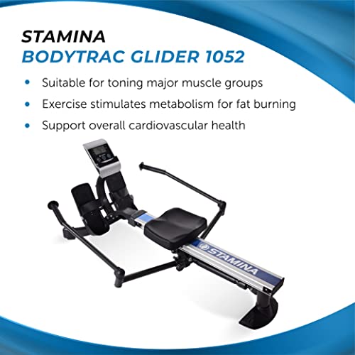 Image of Stamina Hydraulic Rowing Machine, BodyTrac Glider with Cylinder Resistance, 250 Lbs - Home and Gym Exercise Equipment - Ideal for Fitness Training and Body Workout