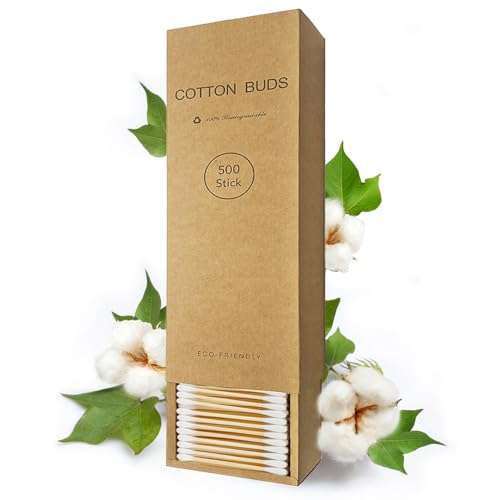 Natural Bamboo Cotton Swabs For Home & Beauty Care, Dual Round Tips,Eco-Friendly Paper Pack 500 Count