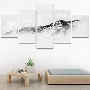 SIGNWIN 5 Panel Canvas Wall Art Foggy Scenery...