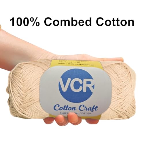 Image of VCR 8Ply Skinny Dip Cotton Craft Yarn, 100 Grams Hank, 160 Meters Length, Cotton Combed Ball for Crochet and Knitting, Pack of 1 Yarn, Suitable for DIY Crafts