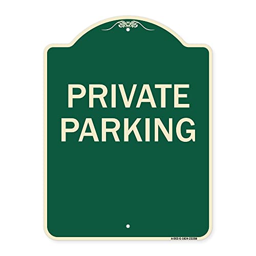 SignMission Designer Series Sign - Private Parking | Green & Tan 18" x 24" Heavy-Gauge Aluminum Architectural Sign | Protect Your Business & Municipality | Made in The USA