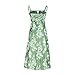 Sinzelimin Dresses for Women Sexy Sleeveless Lace up Corset Sling Midi Dress Summer Fashion Solid Color Beach Casual Sundress Boho Floral Green XX-Large