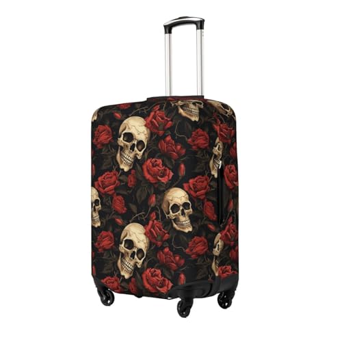 Skulls And Red Roses Luggage Cover Protector Elastic Washable Anti-Scratch Suitcase Covers With Zipper Closure For Luggage 18-32 Inch Large2