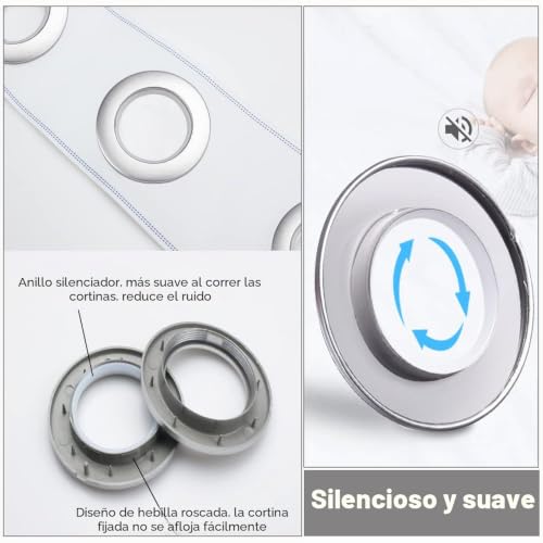 Miniatura 4 de Qucumer 20 Pcs Ollaos Cortinas 40mm Arandelas Cortinas Anillos Cortina Presion Anillos Para Cortinas Redondo Argollas Plasticas Para Cortinas De Baño Anillos Ojales Para Colgar Cortinas, Plata