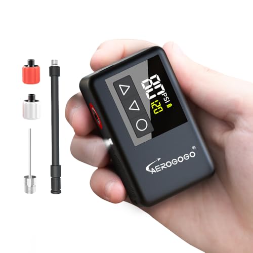 GIGA PUMP 120 PSI Rechargeable Mini Bike Pump Bicycle Pump with Digital Pressure Gauge 3.8oz Portable Bike Air Pump Tire Inflator Mountain Presta & Schrader Valves Preset Pressure & Auto Shut Off