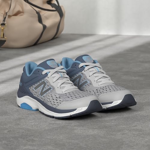 New Balance New Balance womens 847 V4 Walking Shoe, Light Aluminum/Vintage Indigo/Team Carolina, 7.5 Narrow US