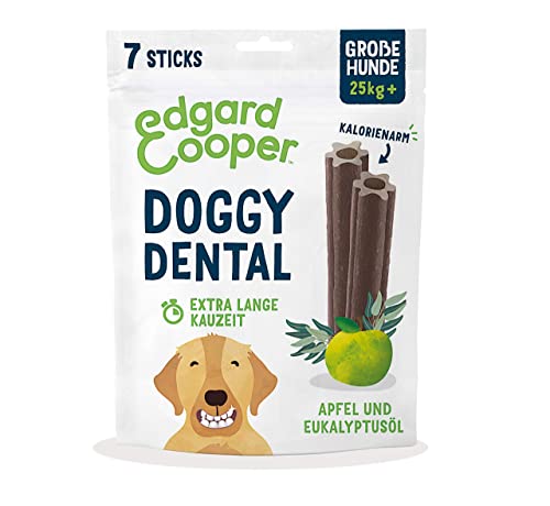 Edgard & Cooper Snacks 56 Dental Stick für große Hunde Natural 8x7 Kausticks Zahnpflege Eukalyptus & Apfel, Einmal täglich, Kalorienarm, Langes Kauen Effektiv, Frischer Atem