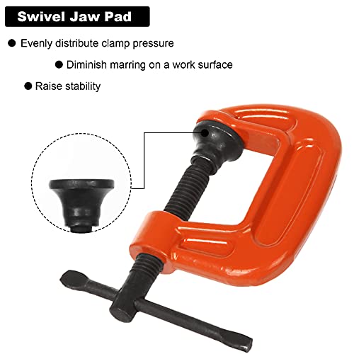Cyeah 12-Pack 1 Inch Heavy Duty C Clamp, Small Malleable Iron C-Clamp G Clamp, Up To 1 Inch Jaw Opening, 1 Inch Throat Depth With T-Bar Handle For Woodworking, Welding, Building (Orange) #TOP3