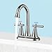 4 Inch Bathroom Faucets for Sink 3 Hole, Faucet for Bathroom Sink with Pop-up Drain & Supply Hoses, 2-Handle 360 Swivel Spout Stainless Steel Lead-Free, Centerset Faucet for Bathroom Vanity Lavatory
