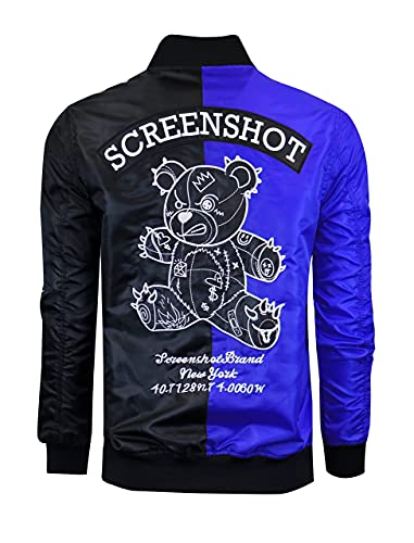 Image of SCREENSHOT Hip-Hop Urban NYC Fashion Bomber Jacket - Modern Outdoor Lightweight Streetwear Graffiti Print Zip Up Top