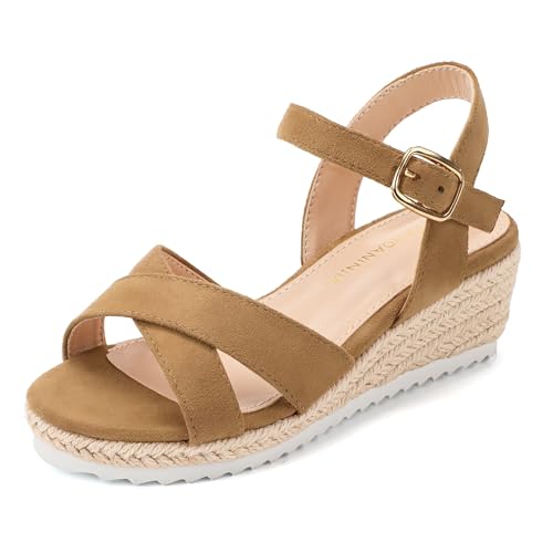 Image of PANDNAINJIA Girls Sandals Wedge Platform Heels Dress Shoes
