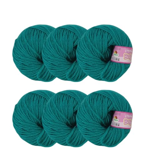 Image of Vardhman Baby Soft Yarn Pack of 6 - 4-Ply Acrylic Wool 150g Total | Soft Yarn for Knitting & Crocheting Baby Blankets, Sweaters, Toys & Accessories | 86m per 25g Ball (1, Dark Turquoise)