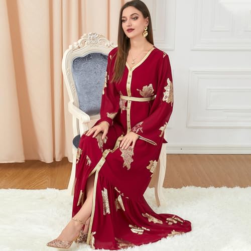 Image of ODIZLI Abaya Dress for Women Dubai Sadui Bead Moroccan Kaftan Fancy Eid Dress