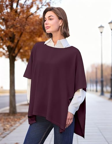 Image of PULI Women's Pullover Poncho Sweater Oversized Knit Layering Top Travel | Sleeveless and Layers Over Any Shirt At Home or Work