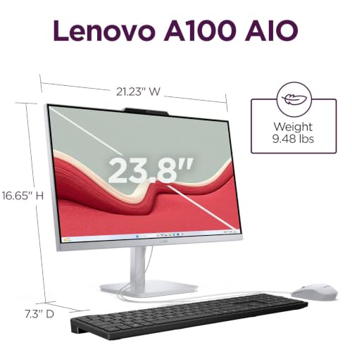 Image of Lenovo IdeaCentre 24 inch Business All-in-One Desktop, 16GB RAM 512GB SSD | Intel 8-Core Processor, FHD IPS Anti-Glare Display, WiFi 6, Windows 11