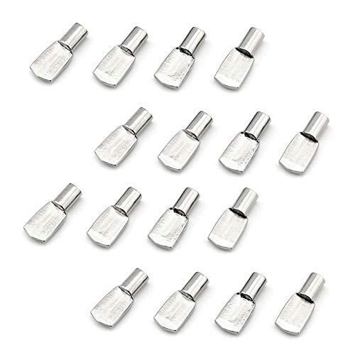 50 piezas de 5 mm para estantes de gabinete con forma de cuchara de soporte para estantes de muebles chapados en níquel, resistentes pines de soporte para estantes Cover