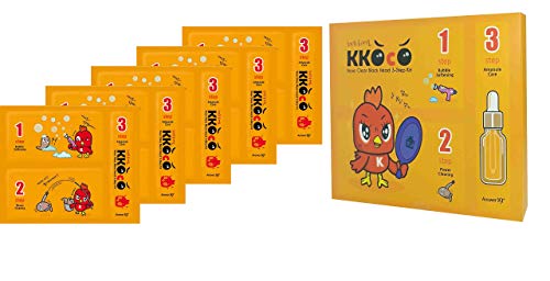 [ANSWER NINETEEN+] Kkocopack - Nose Pore Strips (24ml x 5 Packets), Deep Cleansing Blackhead Peel Off 3-Step Kit, Remove Blackheads