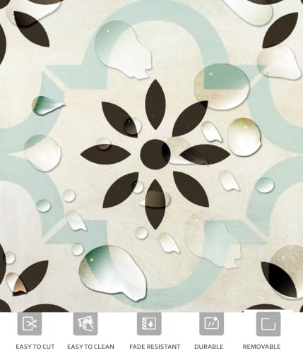 Image of Moroccan Tile Stickers | Waterproof Self Adhesive Peel & Stick Tile Decals for Kitchen Backsplash, Bathroom Wall, Floor, Furniture & Glass (8x8 Inch, Design 16, 36 Pic)