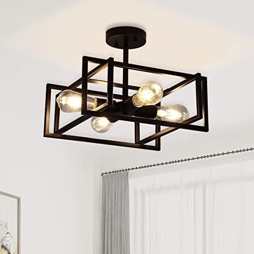 Black Ceiling Light Fixtures - 4-Light Industrial Farmhouse Flush...