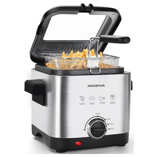 Aigostar Fries 30IZD - Freidora compacta de 1,5 litros, libre de BPA, 1000 watios con gran ventana transparente y temperatura ajustable. Acero inoxidable de tipo 304. Diseño exclusivo